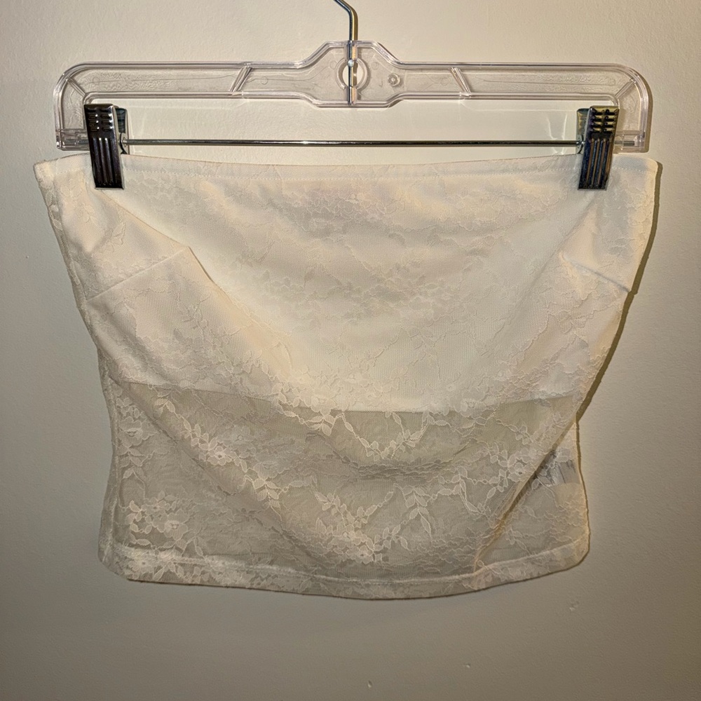 Edikted White Lace Tube Top